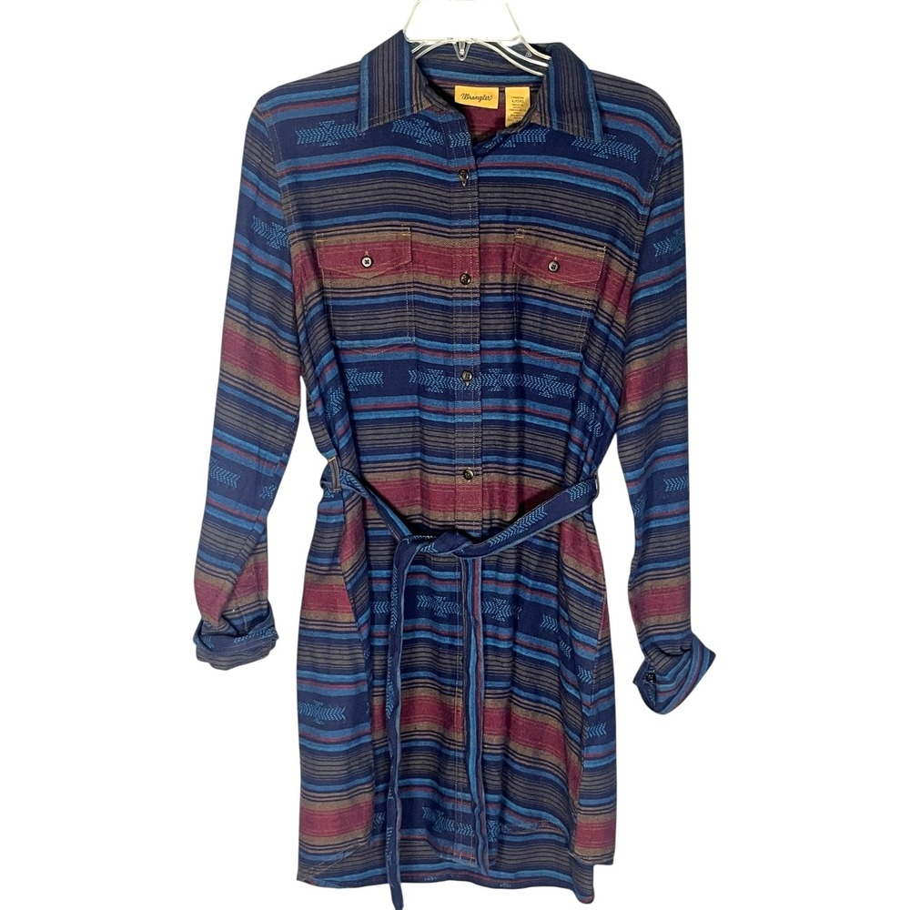 Wrangler Women's Rodeo Cowgirl‎ Button Up Shirt Short Dress Western L
